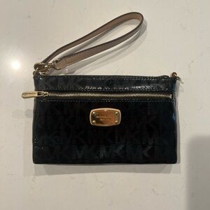 Michael Kors black shiny clutch/wristlet